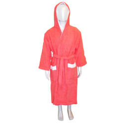 Халат за Деца корал с Двойна качулка